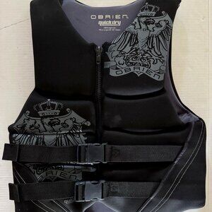 O'Brien Adult Life Jacket Vest Large Black Gray Water Ski Neoprene USCG Approved